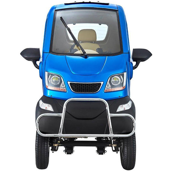 Green Transporter Q Runner 60V/45Ah 1000W Bariatric 4-Wheel Enclosed Scooter front view blue