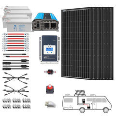 ACOPOWER 600W Monocrystalline RV Solar Power System HY-800AH3KW-600WMB