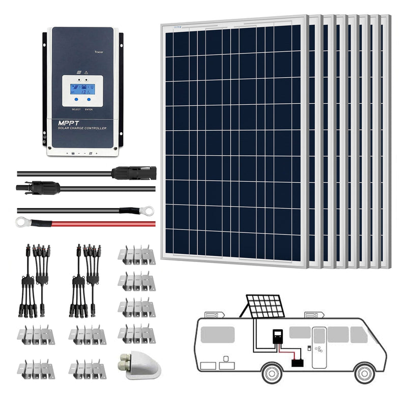 ACOPOWER 8x 100W 12V Polycrystalline RV Solar Kit HY-SPKP-800W60A