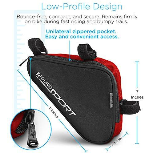 Aduro Sport Bicycle Bike Storage Bag Triangle Saddle Frame Pouch for Cycling (Red)