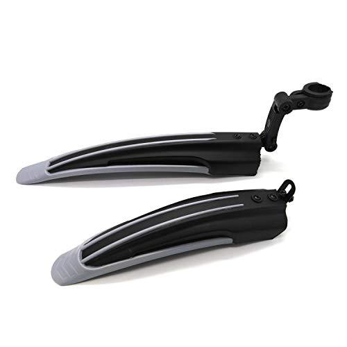 BlueSunshine Adjustable Road Mountain Bike Bicycle Cycling Tire Front/Rear Mud Guards Mudguard Fenders Set (Gray + Black)