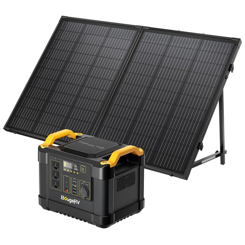 BougeRV 1100Wh + 130W Solar Panel Solar Generator Kit