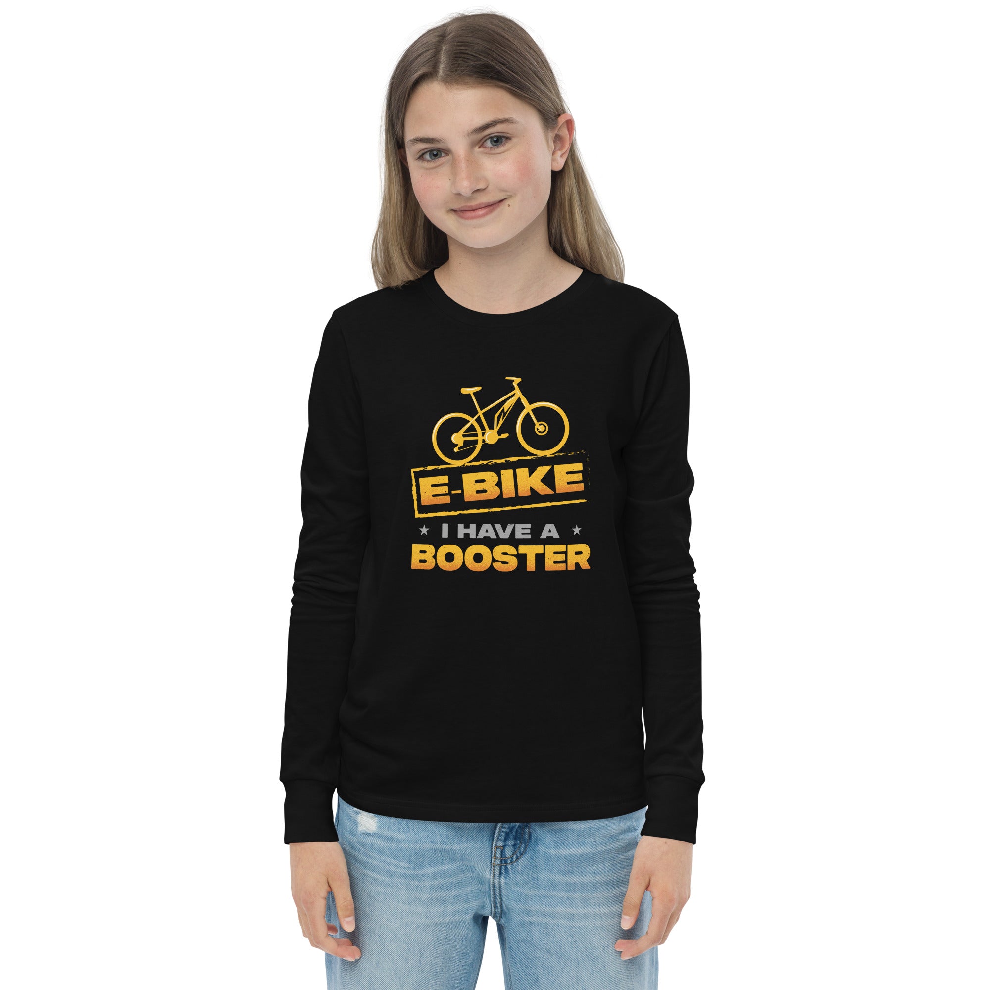 E-bike I Have a Booster Bella + Canvas 3501Y Kid's Long Sleeve Shirt