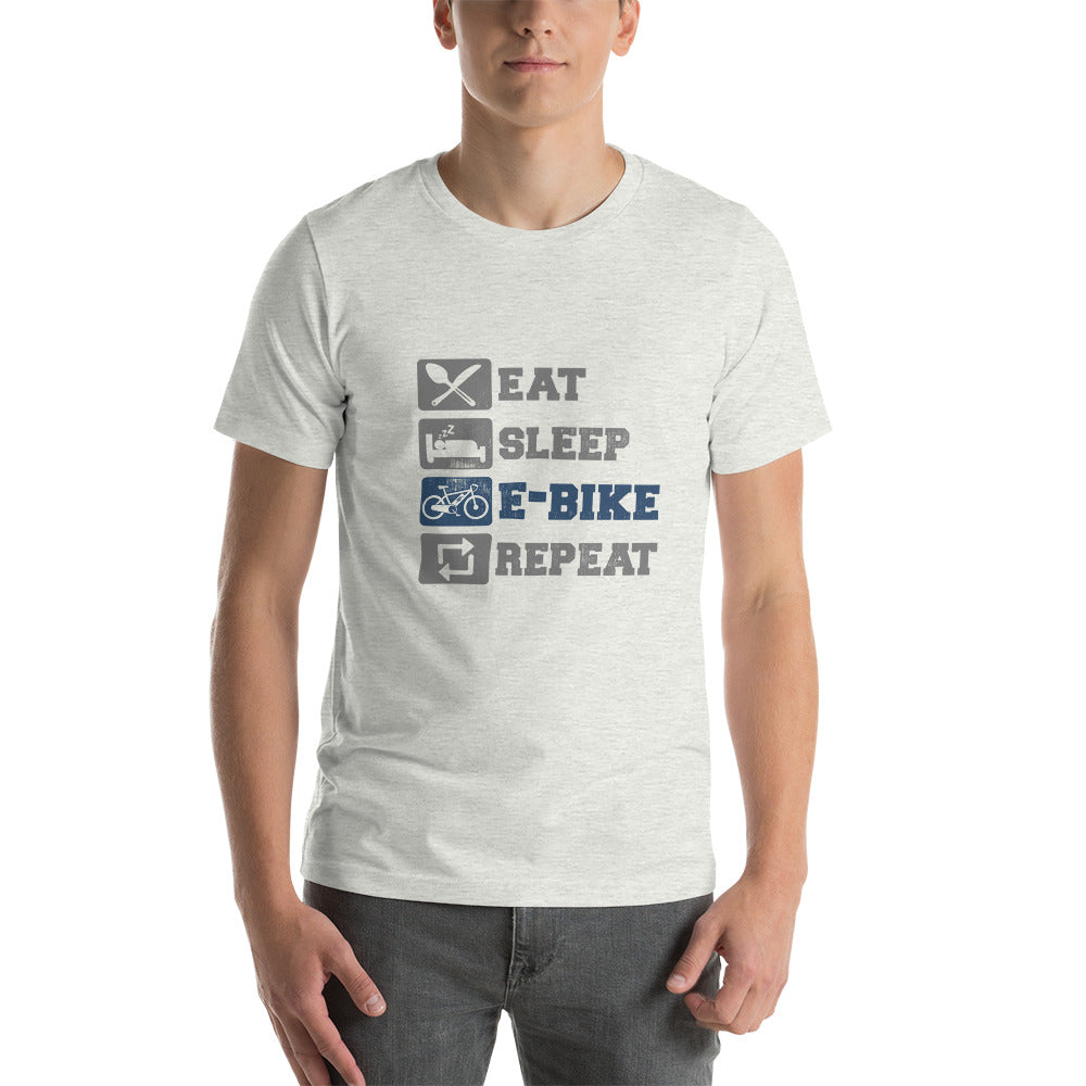 Eat Sleep E-bike Repeat Bella + Canvas 3001 Mens T-shirt