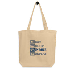 Eat Sleep E-bike Repeat Conscious EC8000 Eco Tote Bag