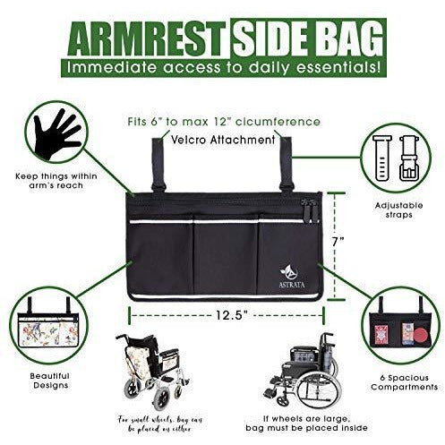 Electric Wheelchair Side Bag with Large Cup Holder