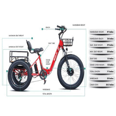 Emojo Bison Pro Folding Step-Thru Electric Bike with Product Measurement Deatails