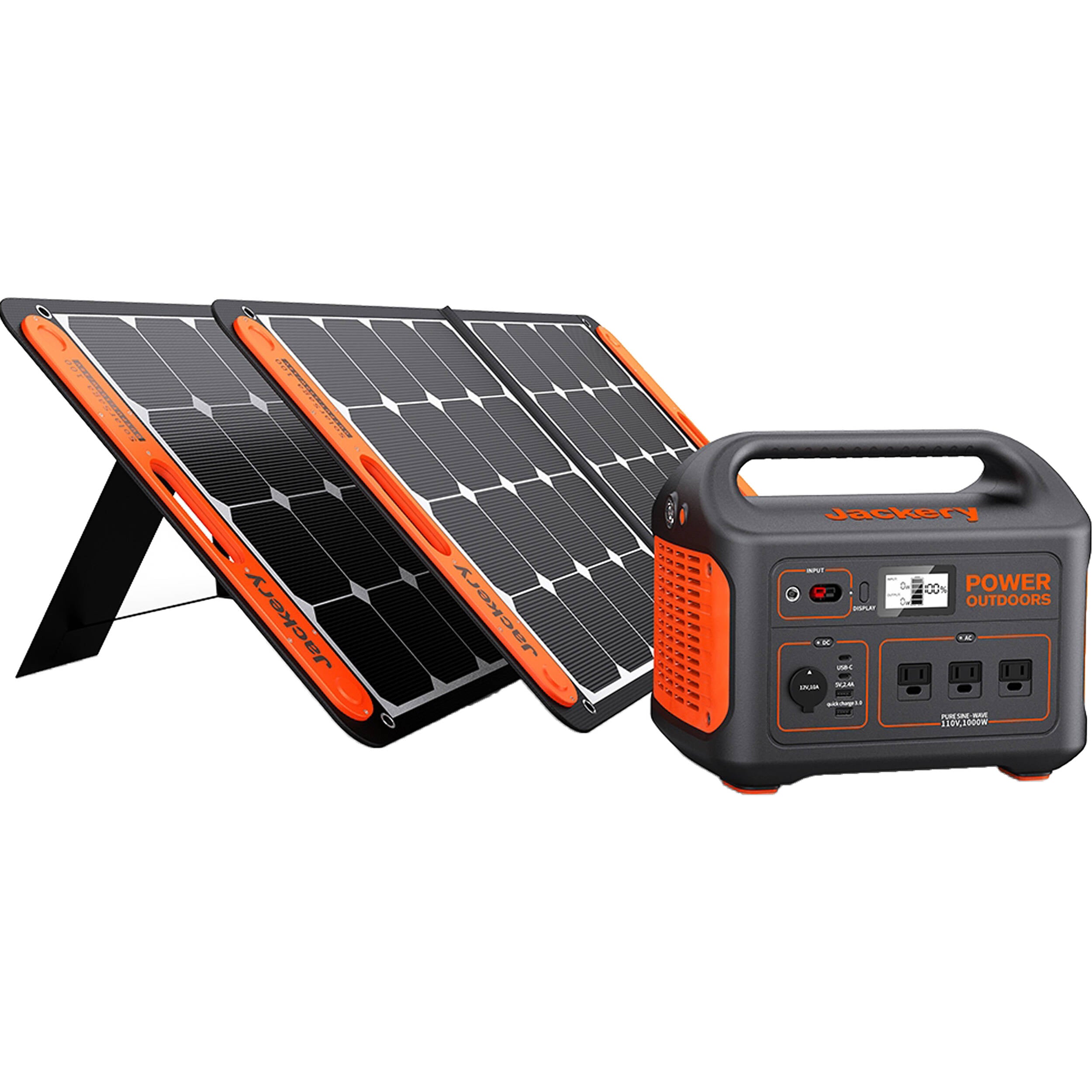Jackery 880_2SS100 + 2x SolarSaga 100W Solar Panel + Power Cable Solar Generator Kit JAE8802SP100