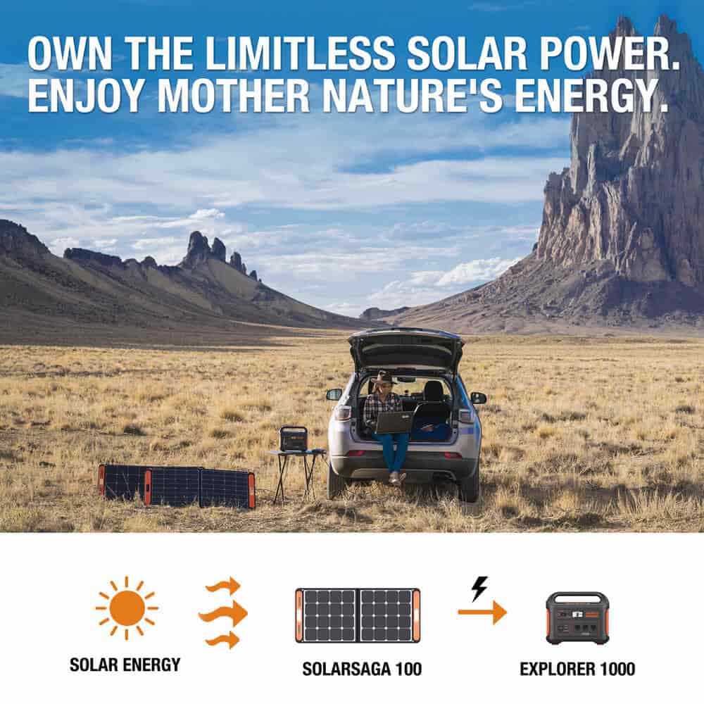 Jackery Explorer 1000 + 1x SolarSaga 100W Solar Panel Solar Generator Kit T1G1SP1000G100SP