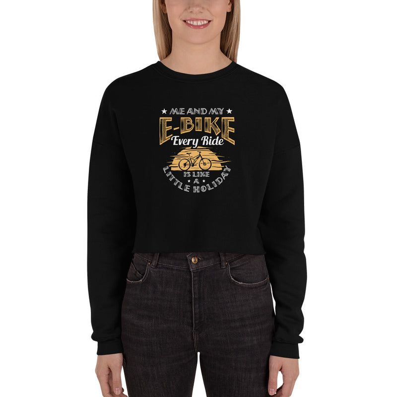 Me and My E-Bike Every Ride is Like A Little Holiday Bella + Canvas 7503 Women's Cropped Sweatshirt Black