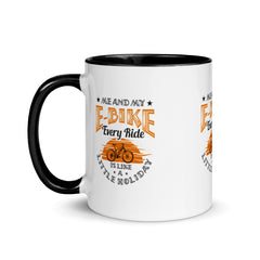 Me and My E-Bike Every Ride is Like A Little Holiday White Ceramic Coffee Mug with Color Inside