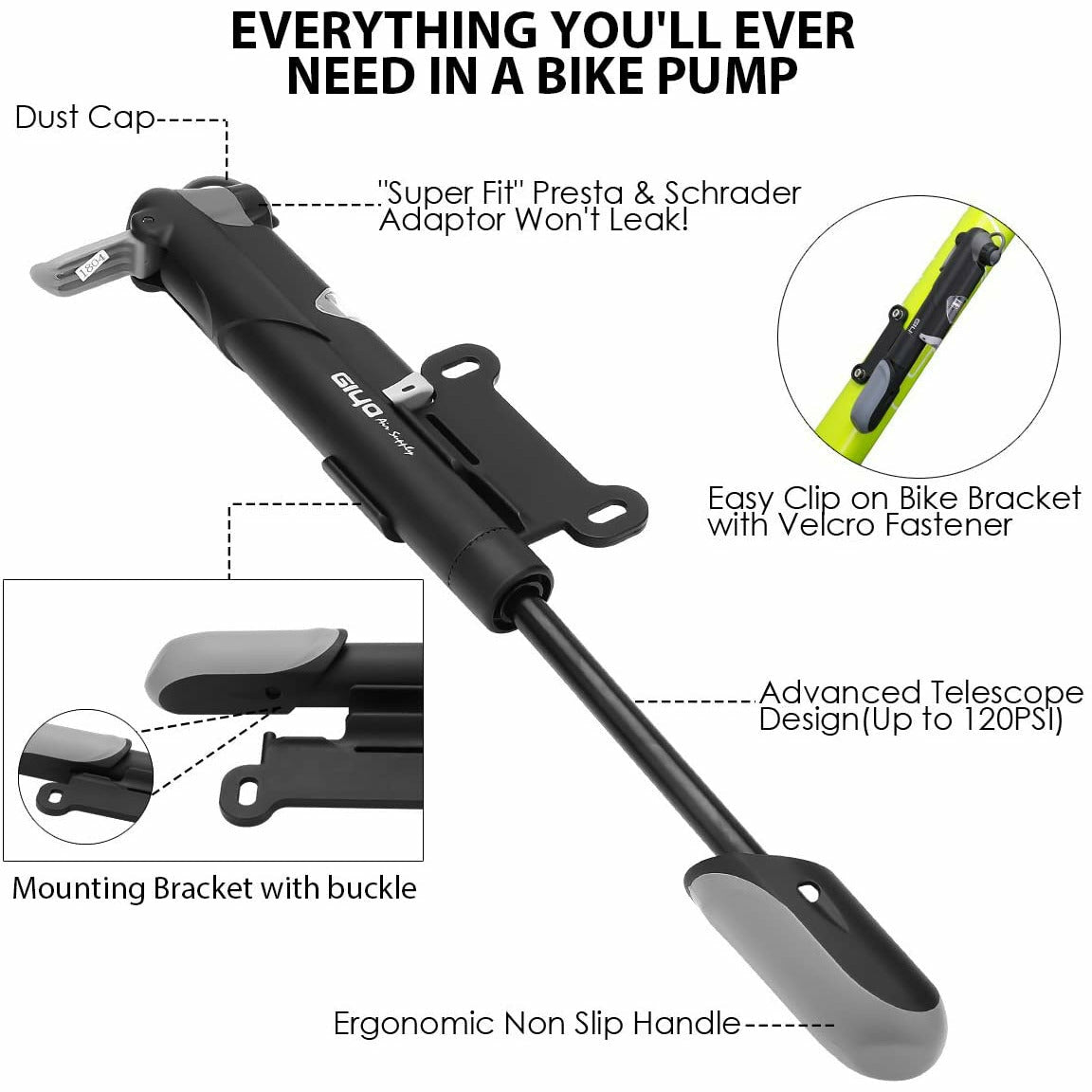 Mini Bike Pump & Glueless Puncture Repair Kit