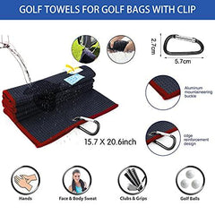 MZ Mzeat Golf Groove Cleaning Tool Set, Microfiber Waffle Pattern Golf Towel, Retractable Club Groove Cleaner Brush, Foldable Divot Tool with Magnetic Ball Marker (Red Set)