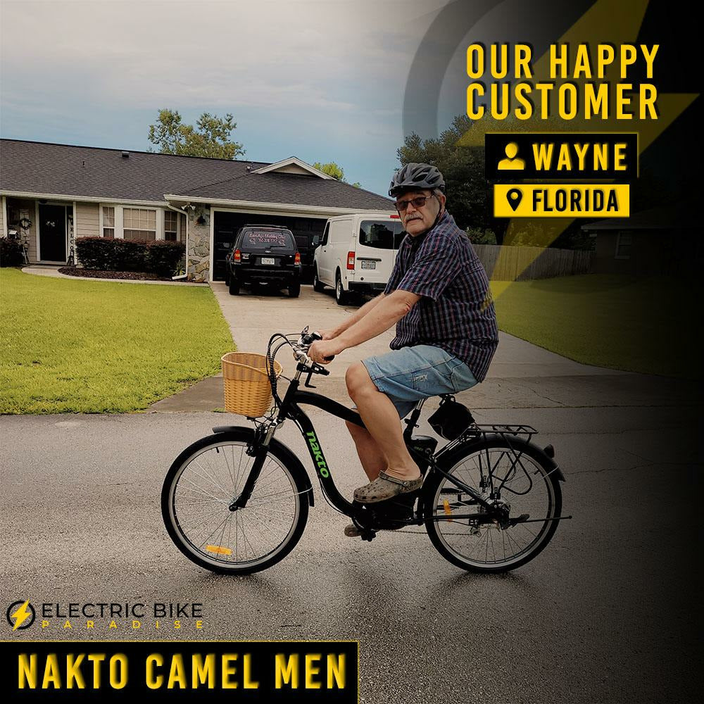 Nakto Camel Men 36V/10Ah 250W Cruiser Electric Bike With Plastic Basket CamMB260003