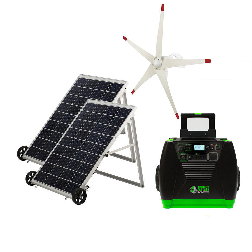 Nature's Generator Elite Gold WE System 3600W + 2x 100W Solar Panel + 1x Wind Turbine Solar Generator Kit