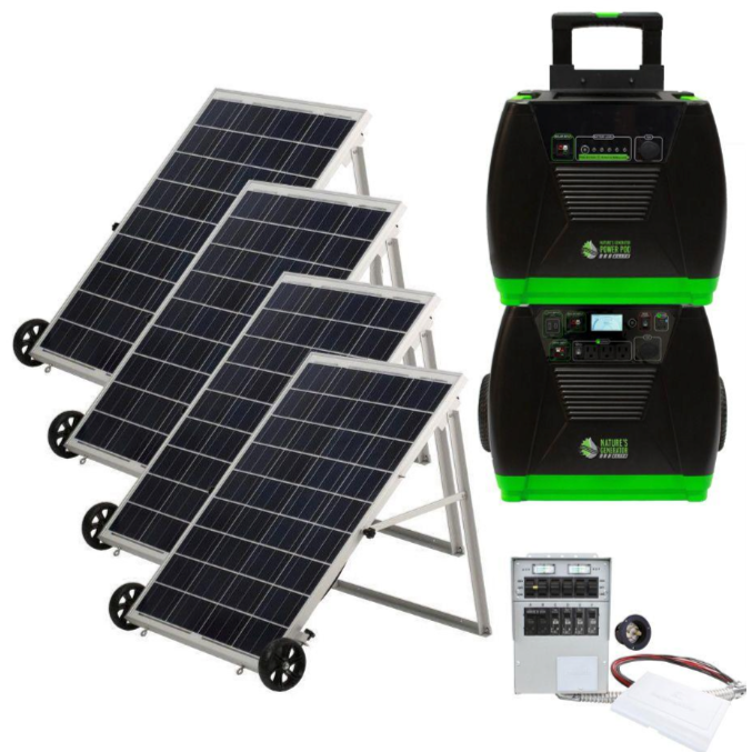 Nature's Generator Elite Platinum PE System 3600W + 4x 100W Solar Panel + 1x Power Transfer + 1x Power Pod Solar Generator Kit