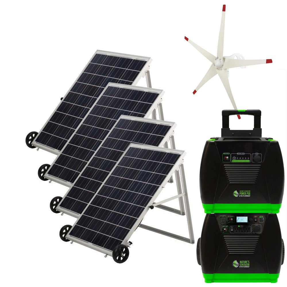Nature's Generator Elite Platinum WE System 3600W + 4x 100W Solar Panel + 1x Power Pod + 1x Wind Turbine Solar Generator Kit