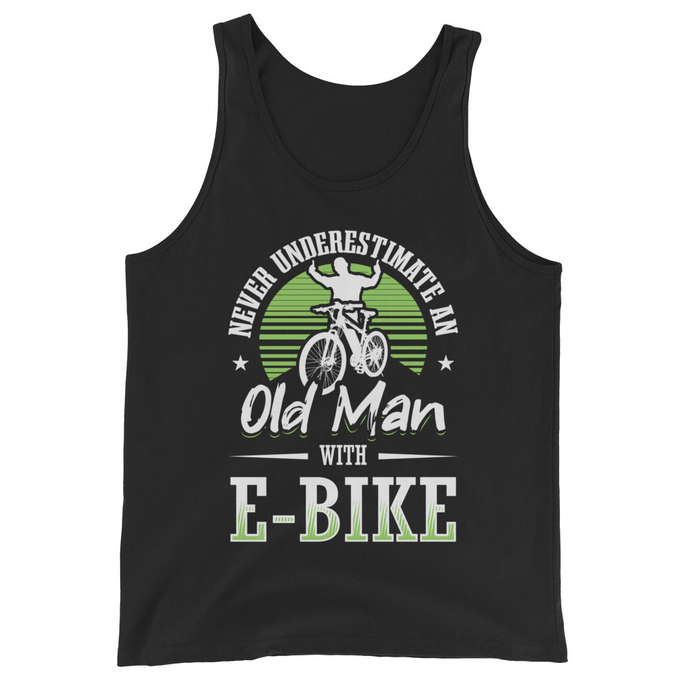 Never Underestimate an Old Man with an E-bike Bella + Canvas 3480 Men's Tank Top