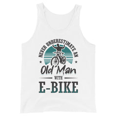 Never Underestimate an Old Man with an E-bike Bella + Canvas 3480 Men's Tank Top White