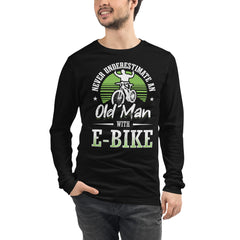 Never Underestimate an Old Man with an E-bike Bella + Canvas 3501 Men's Long Sleeve Shirt
