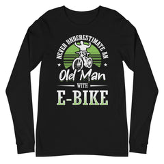 Never Underestimate an Old Man with an E-bike Bella + Canvas 3501 Men's Long Sleeve Shirt
