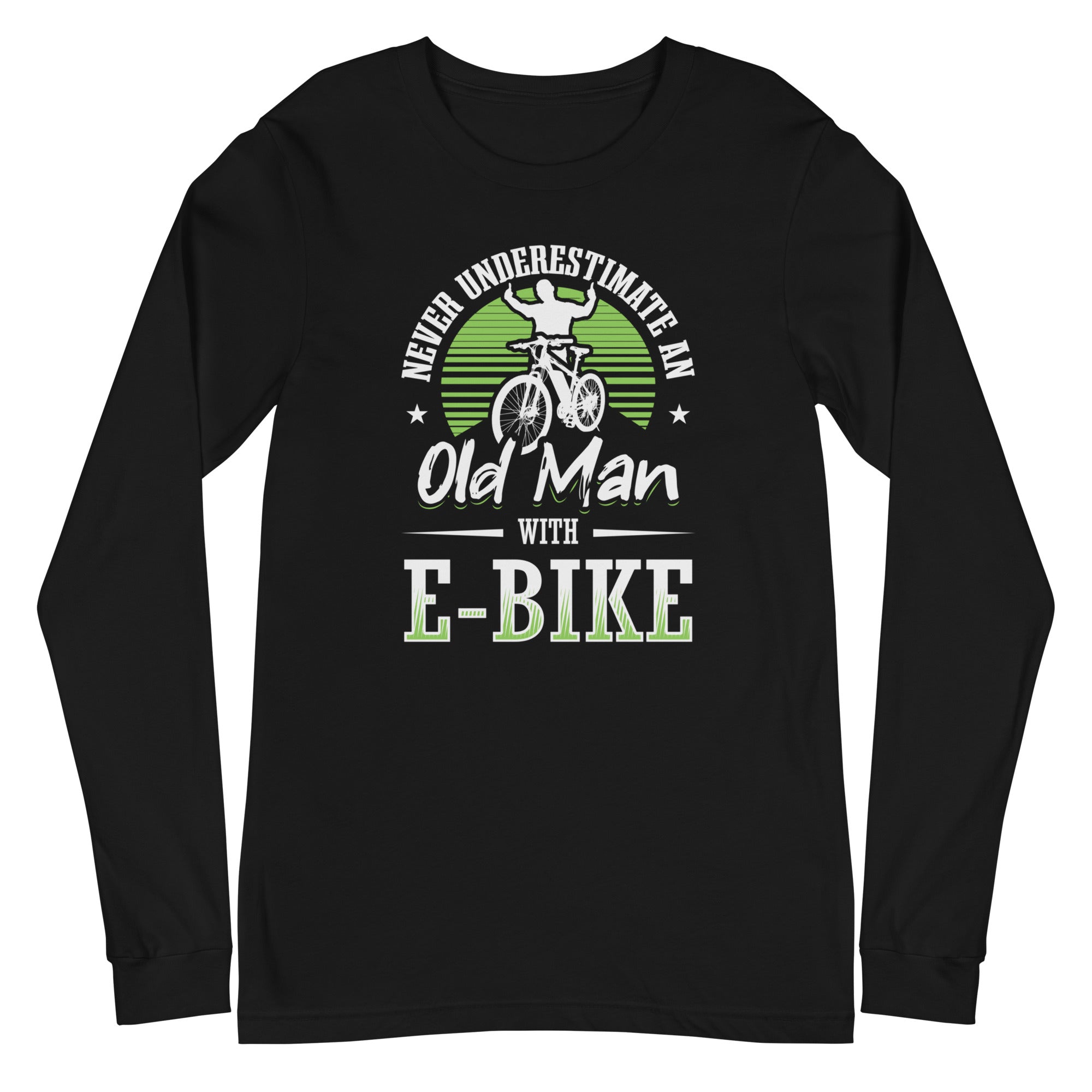 Never Underestimate an Old Man with an E-bike Bella + Canvas 3501 Women's Long Sleeve Shirt