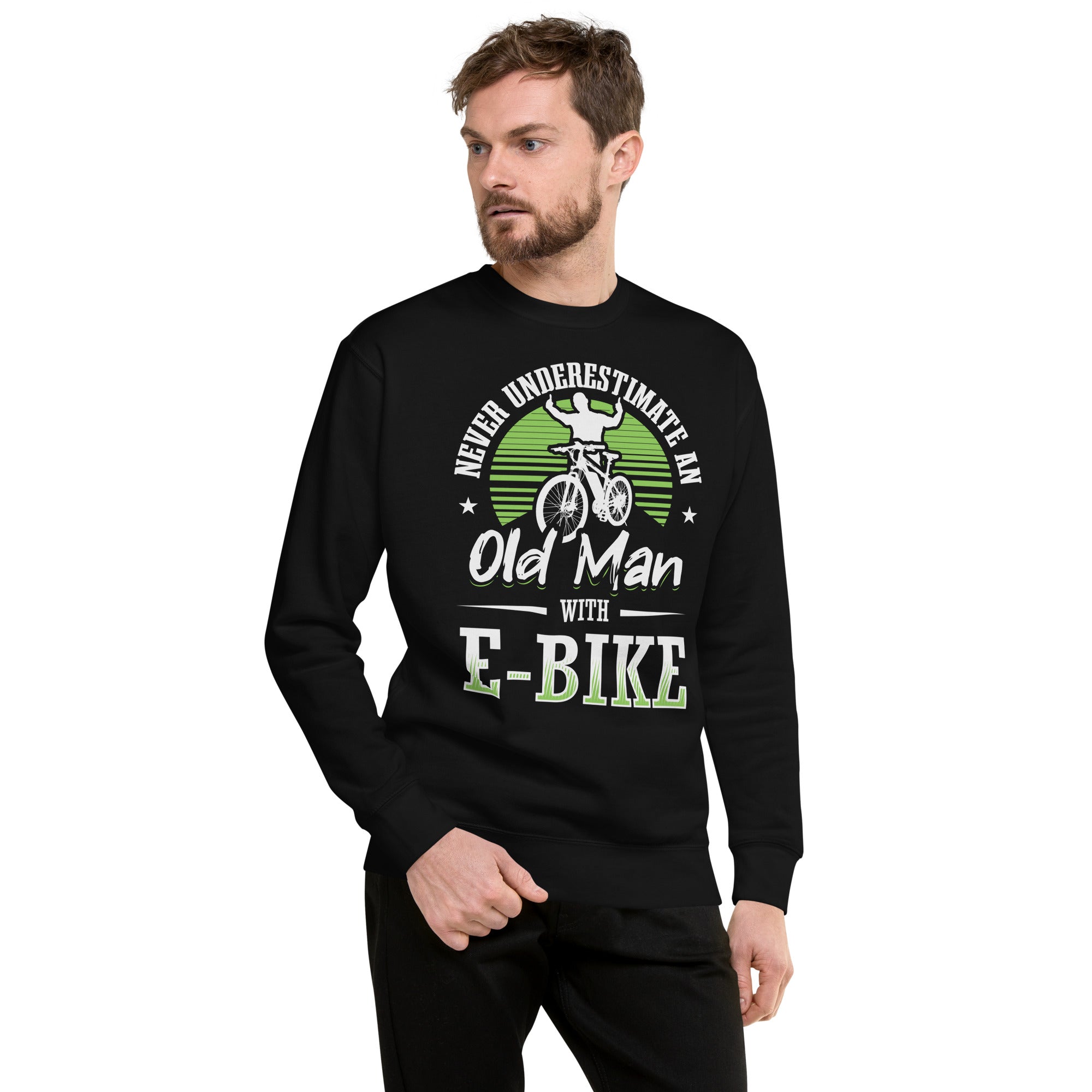 Never Underestimate an Old Man with an E-bike Cotton Heritage M2480 Men's Premium Sweatshirt