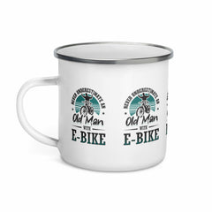 Never Underestimate an Old Man with an E-bike Enamel Coffee Mug