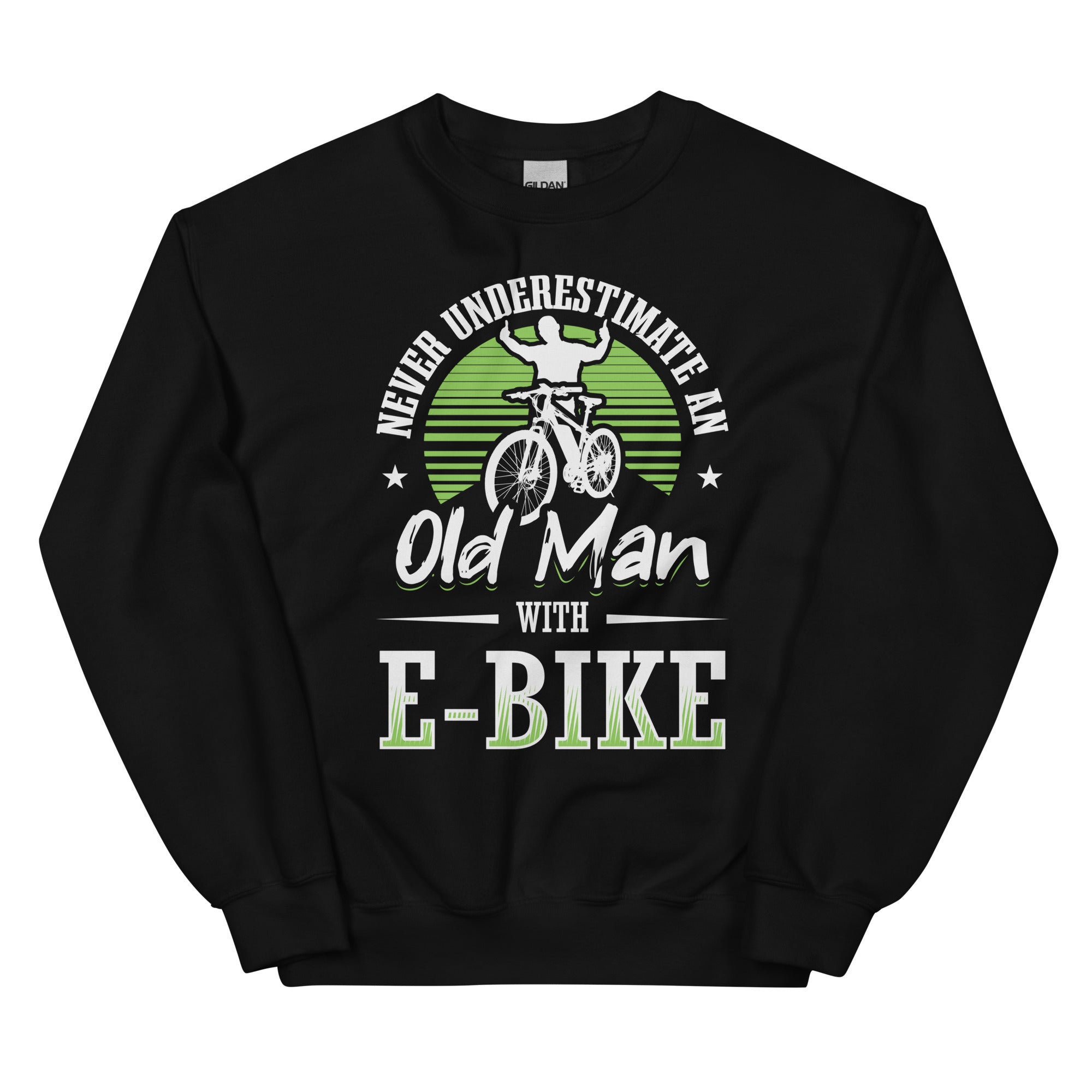 Never Underestimate an Old Man with an E-bike Gildan 18000 Men's Sweatshirt