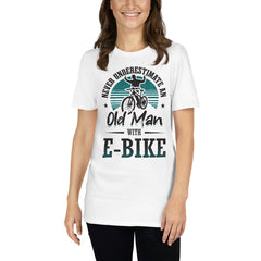 Never Underestimate an Old Man with an E-bike Gildan 64000 Women's T-Shirt White