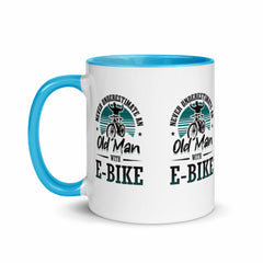 Never Underestimate an Old Man with an E-bike White Ceramic Coffee Mug with Color Inside