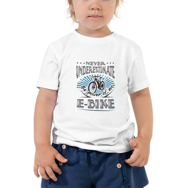 Never Underestimate the Power of an E-bike Bella + Canvas 3001T Kid's Short Sleeve Tee White