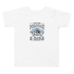 Never Underestimate the Power of an E-bike Bella + Canvas 3001T Kid's Short Sleeve Tee White
