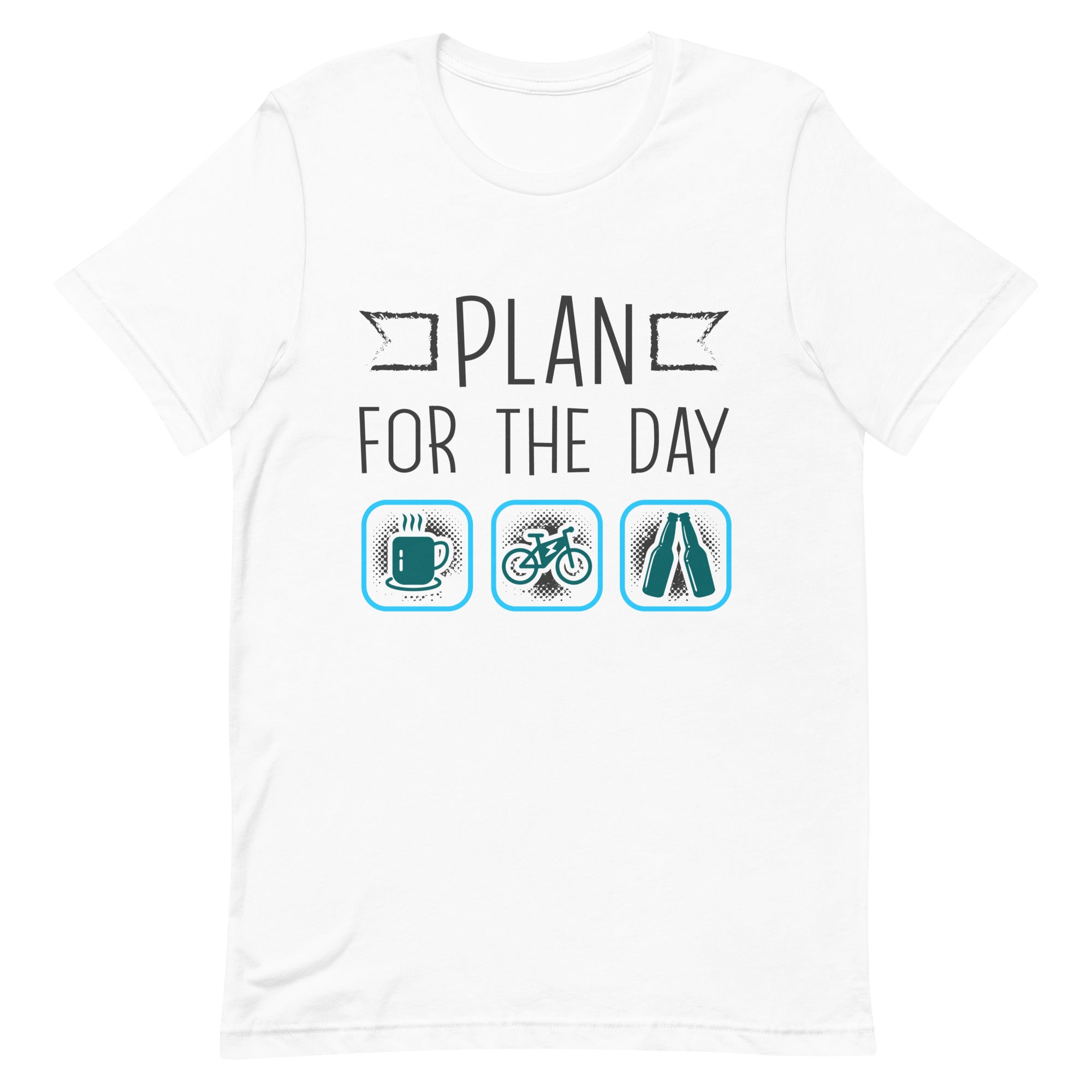 Plan for the Day "Coffee, E-bike, Beer" Bella + Canvas 3001 Women's Tshirt White