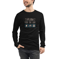 Plan for the Day "Coffee, E-bike, Beer" Bella + Canvas 3501 Men's Long Sleeve Shirt