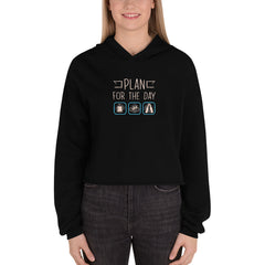 Plan for the Day "Coffee, E-bike, Beer" Bella + Canvas 7502 Women's Cropped Hoodie