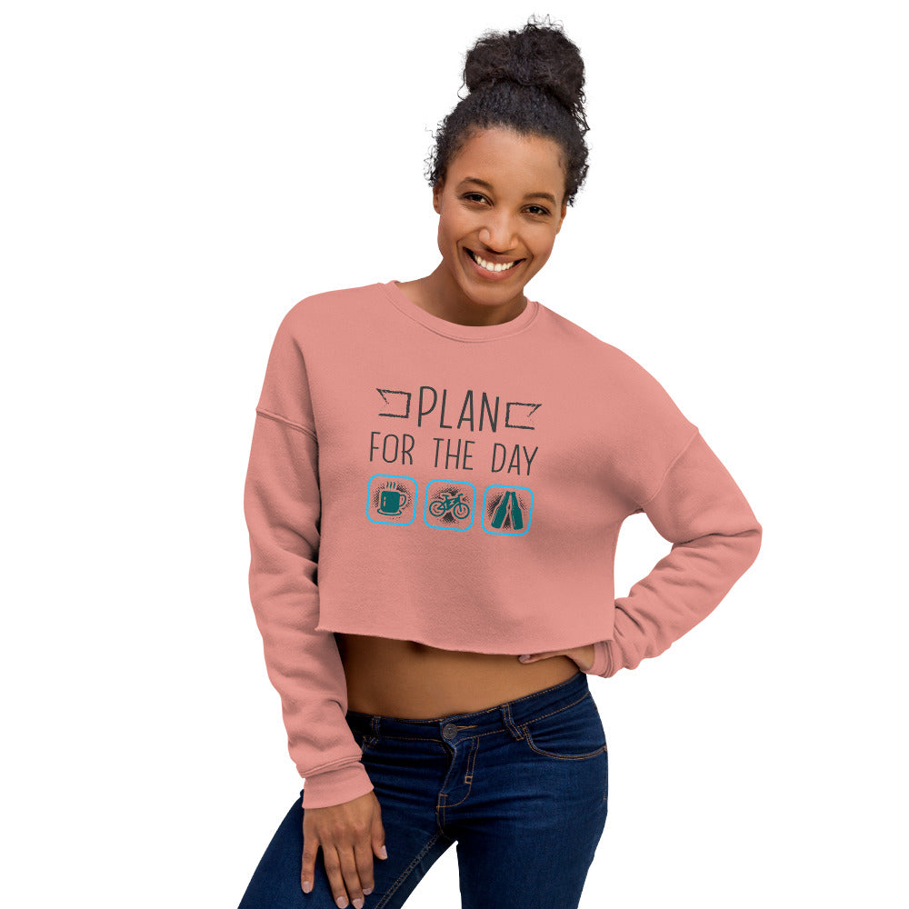 Plan for the Day "Coffee, E-bike, Beer" Bella + Canvas 7503 Women's Cropped Sweatshirt