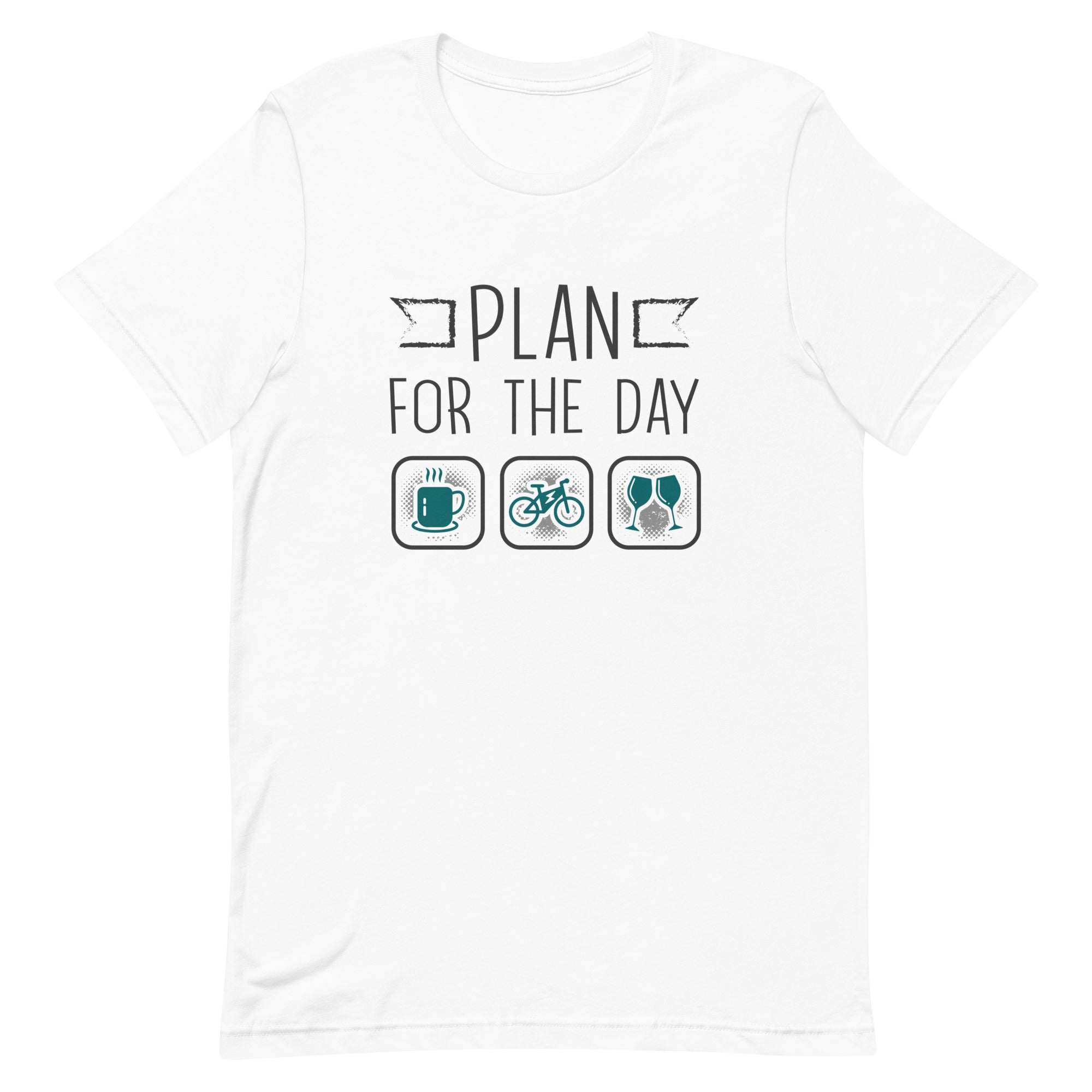 Plan for the Day "Coffee, E-bike, Wine" Bella + Canvas 3001 Women’s T-shirt