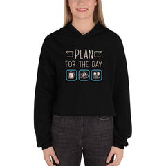 Plan for the Day "Coffee, E-bike, Wine" Bella + Canvas 7502 Women’s Cropped Hoodie