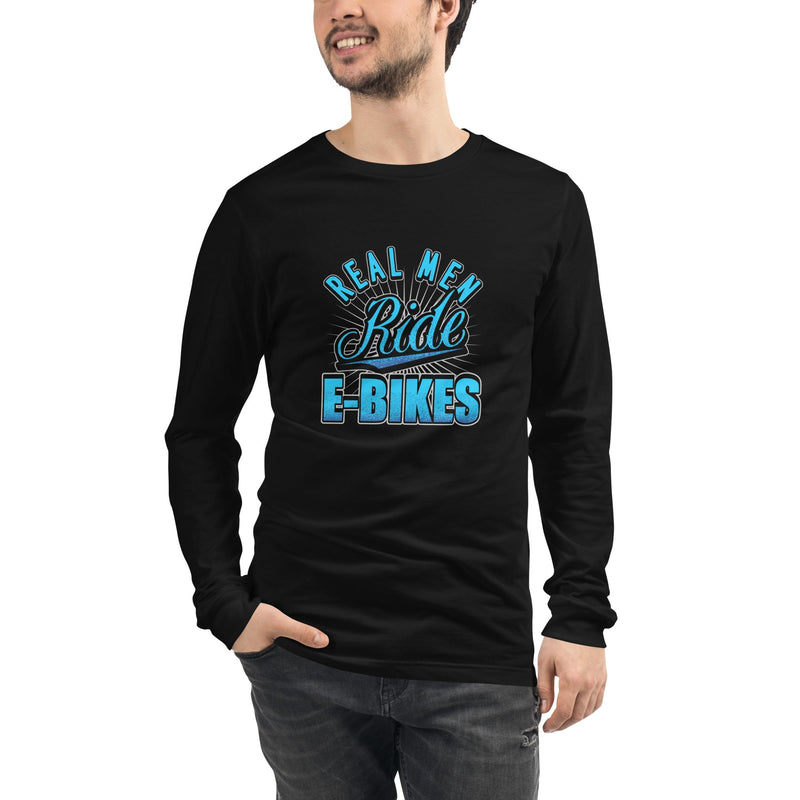 Real Men Ride E-bikes Bella + Canvas 3501 Men's Long Sleeve Shirt