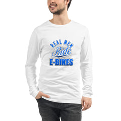 Real Men Ride E-bikes Bella + Canvas 3501 Men's Long Sleeve Shirt White