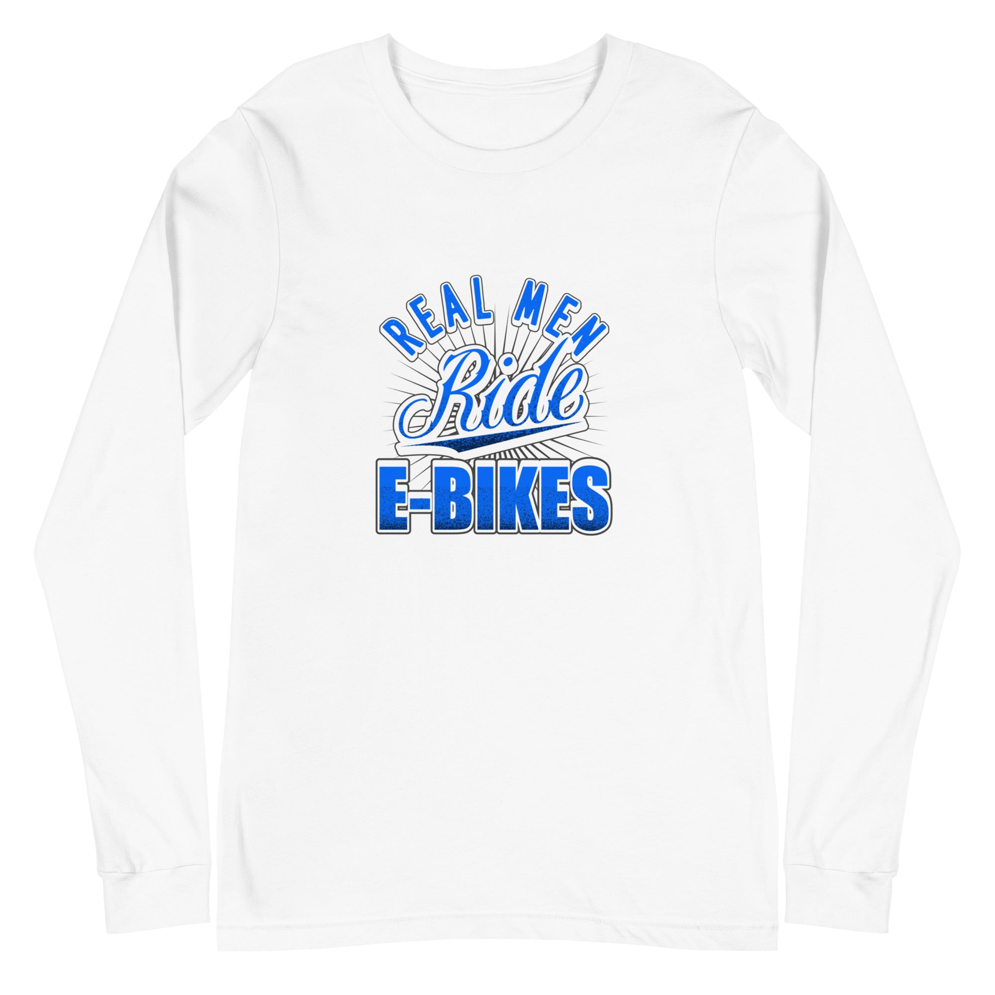 Real Men Ride E-bikes Bella + Canvas 3501 Women's Long Sleeve Shirt White