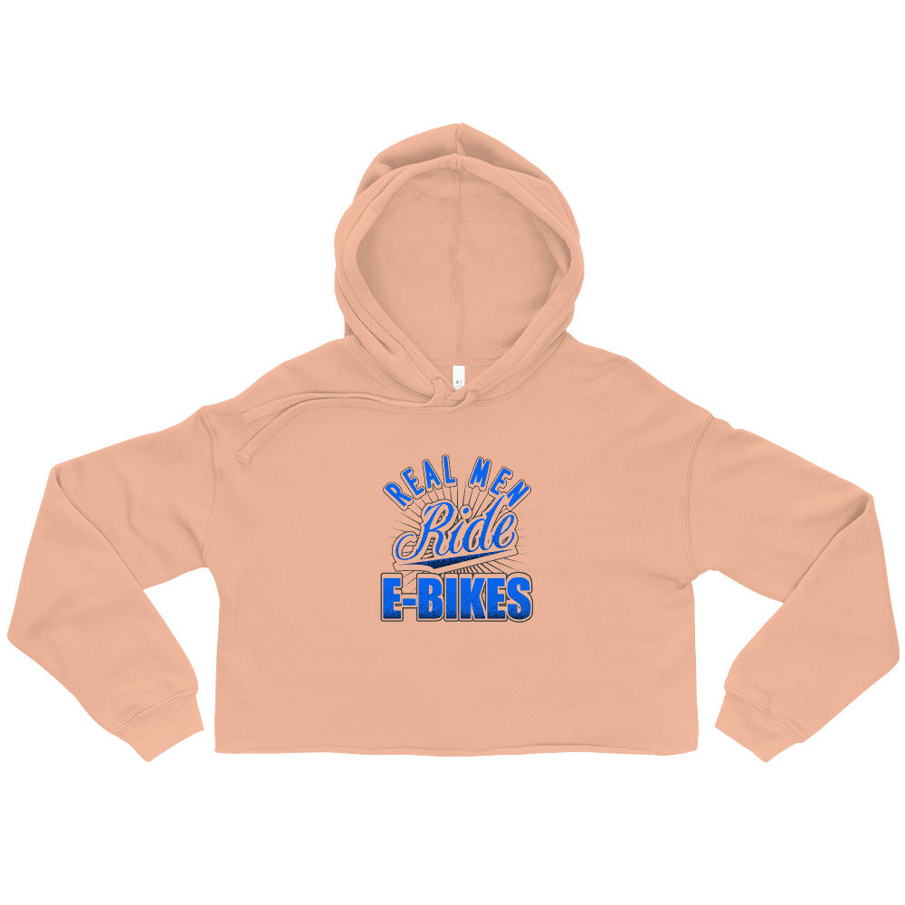 Real Men Ride E-bikes Bella + Canvas 7502 Women’s Cropped Hoodie Peach