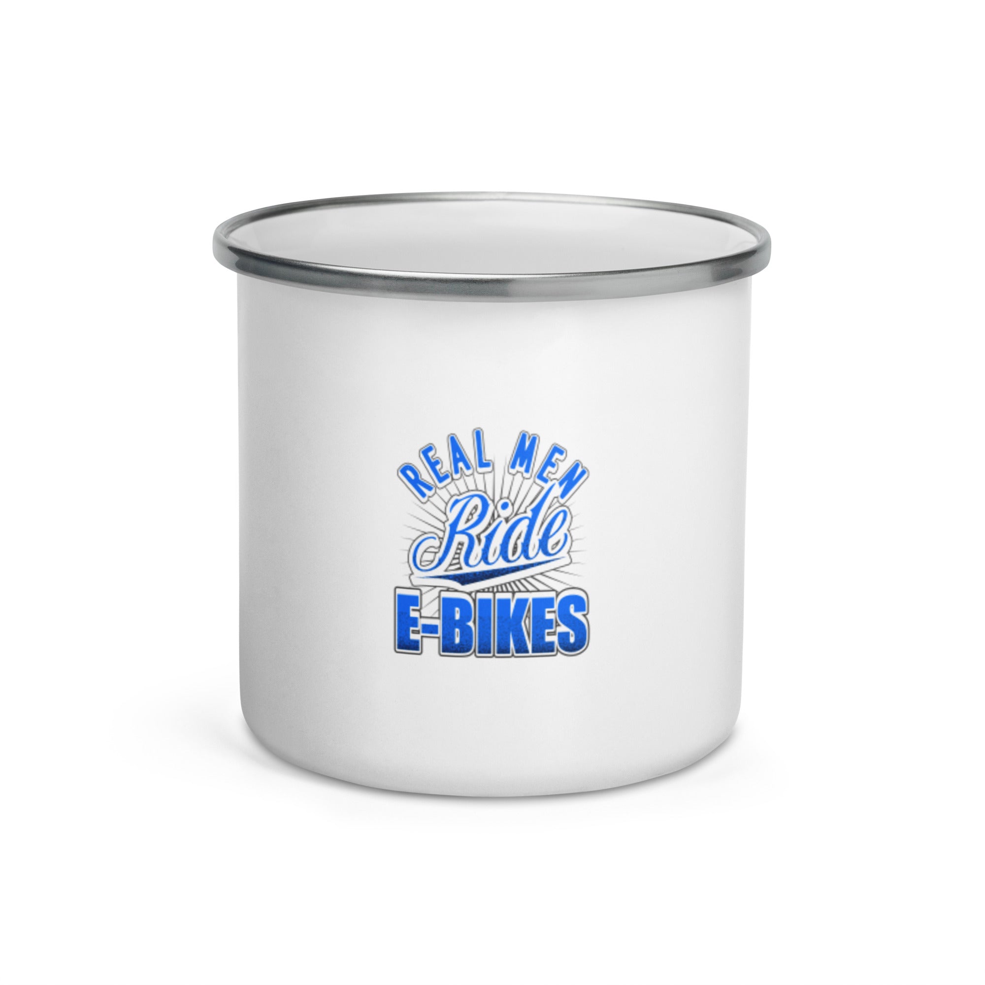 Real Men Ride E-bikes Enamel Coffee Mug