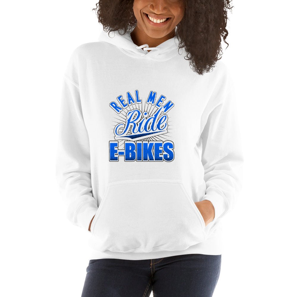 Real Men Ride E-bikes Gildan 18500 Women's Hoodie White