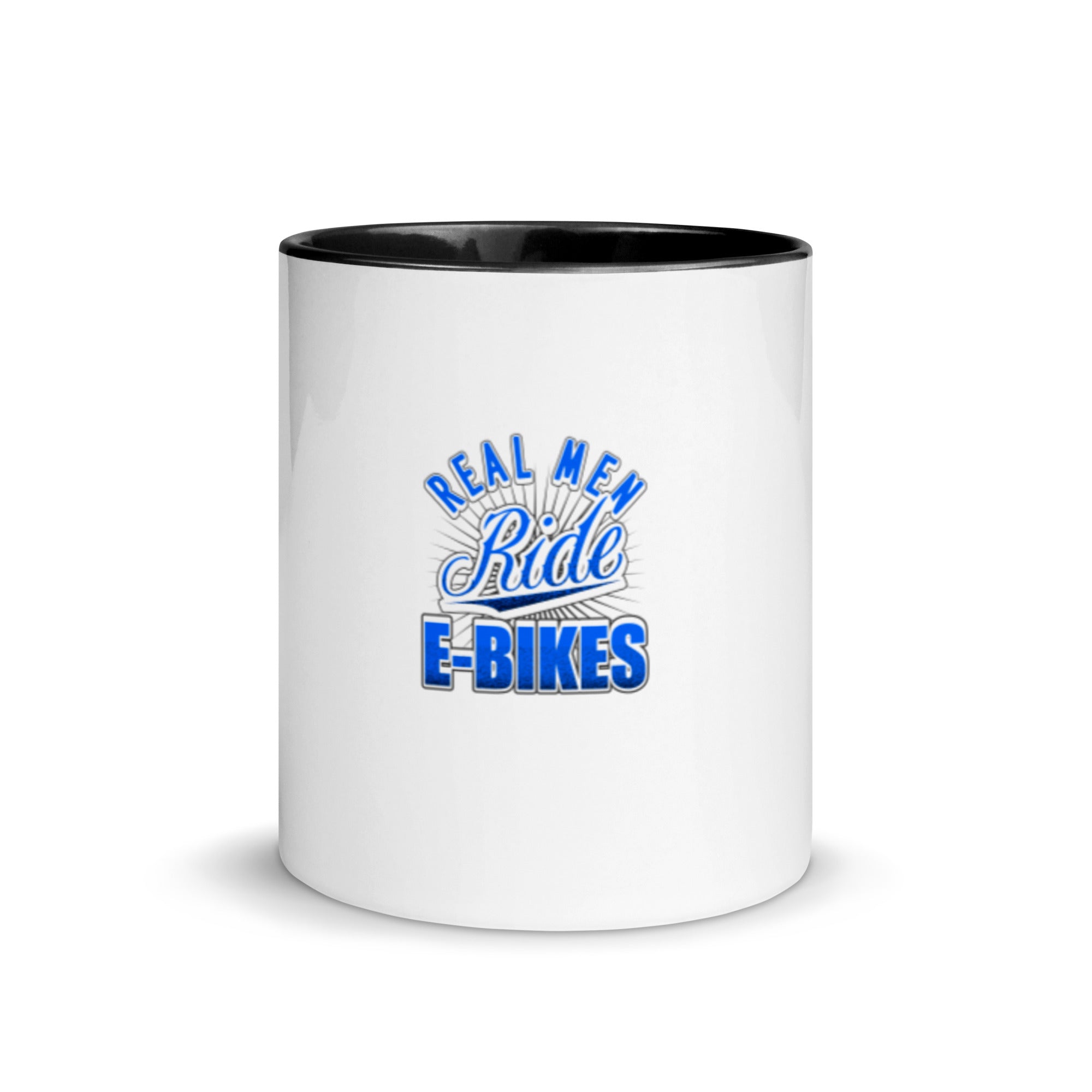 Real Men Ride E-bikes White Ceramic Coffee Mug with Color Inside