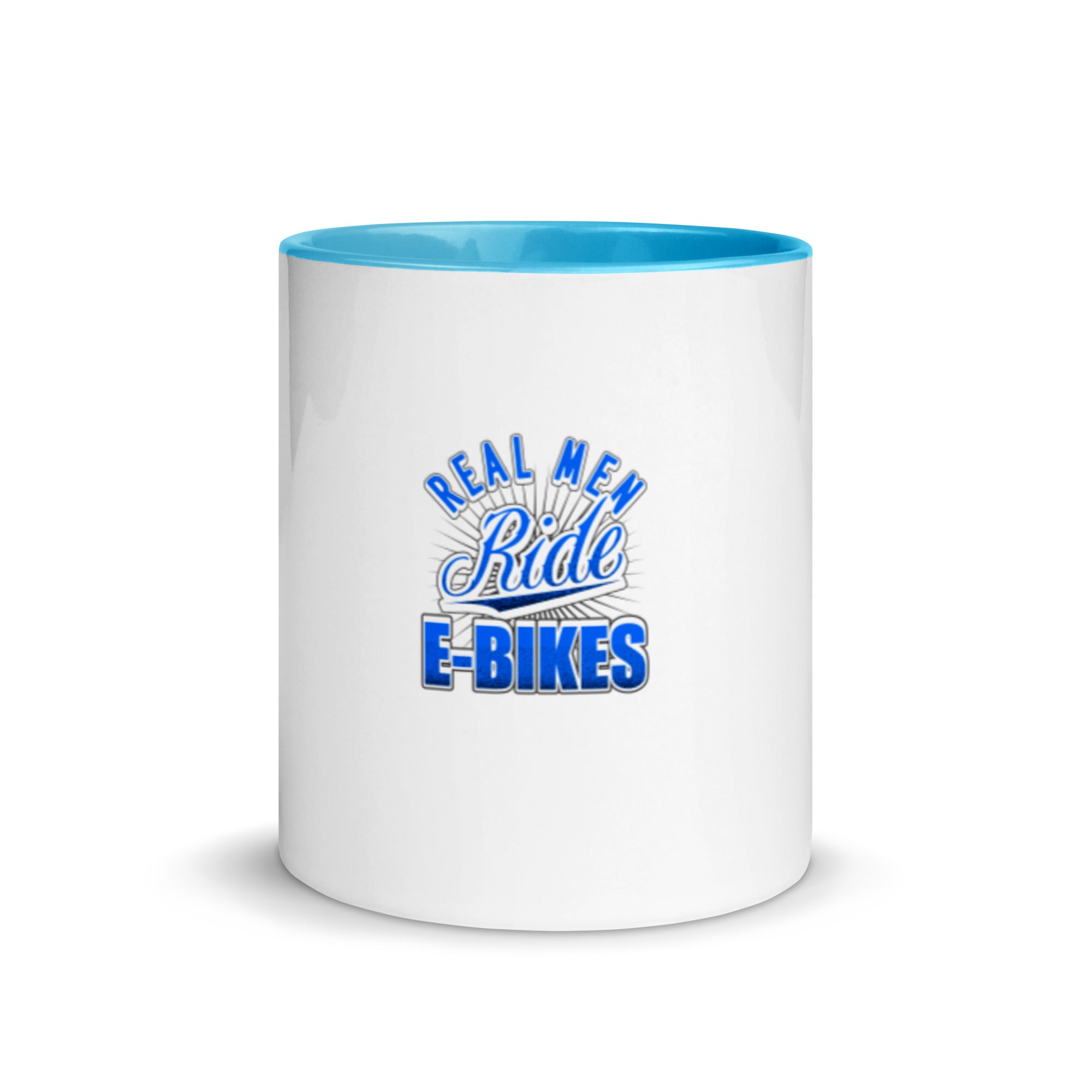 Real Men Ride E-bikes White Ceramic Coffee Mug with Color Inside