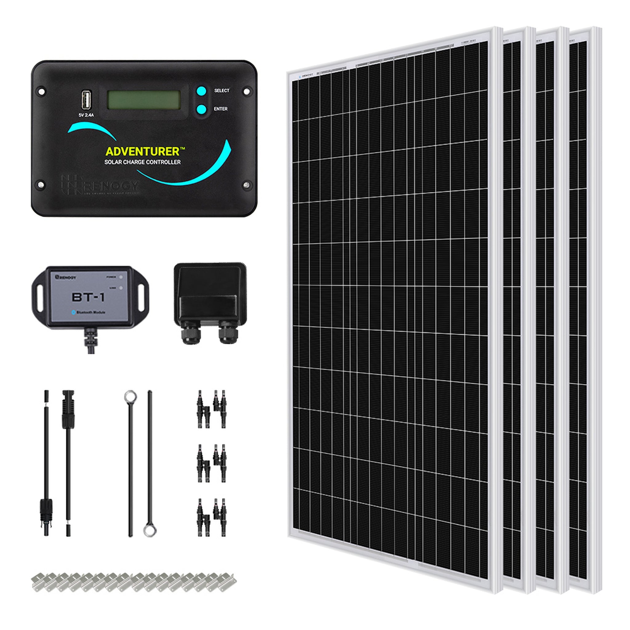 Renogy 4x 100W 12V Monocrystalline RV Solar Panel Kit