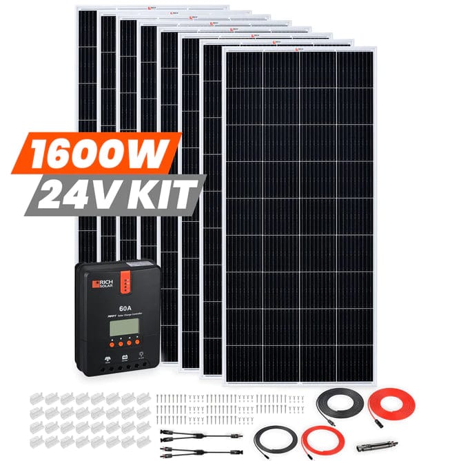 Rich Solar 8x Mounting Z Bracket + 8x 200W Monocrystalline Solar Panel Kit