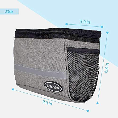 Rolscaler Bike Handlebar Bag Bike Basket Bicycle Front Storage Bag Pouch Insulated, with Reflective Stripe and Touchable Screen